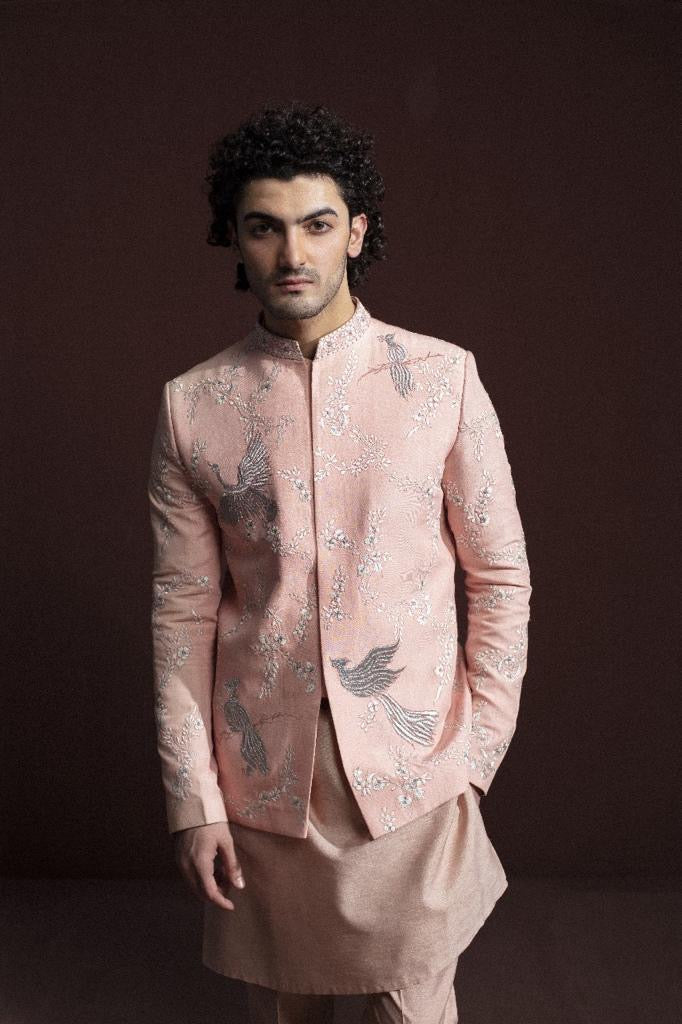 PEACH MACHINE EMBROIDERY PRINCE COAT DEEPAK FAHAD peach-machine-embroidery-prince-coat-deepak-fahad