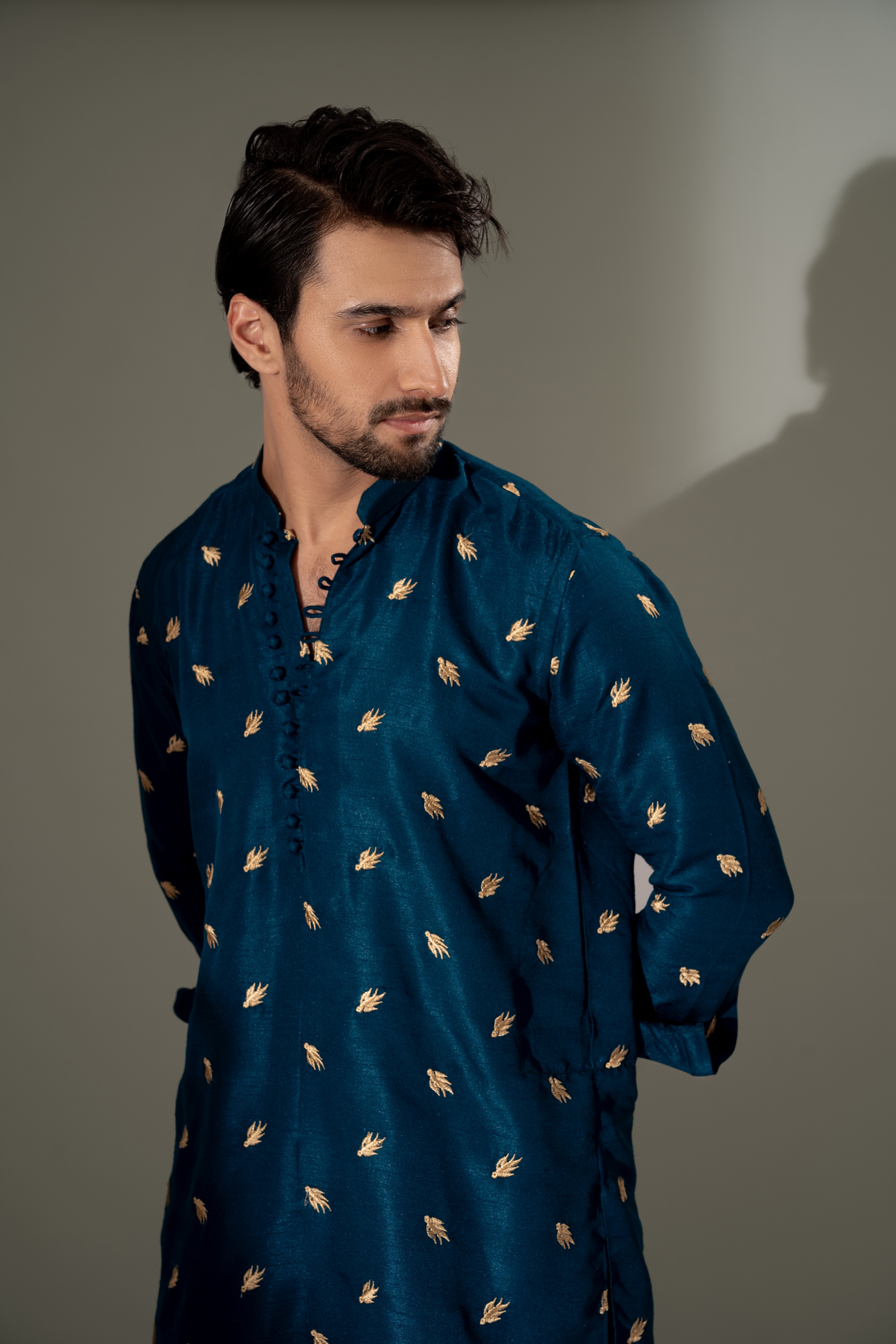 TEAL GREEN KURTA PAJAMA DEEPAK FAHAD teal-green-kurta-pajama-deepak-fahad