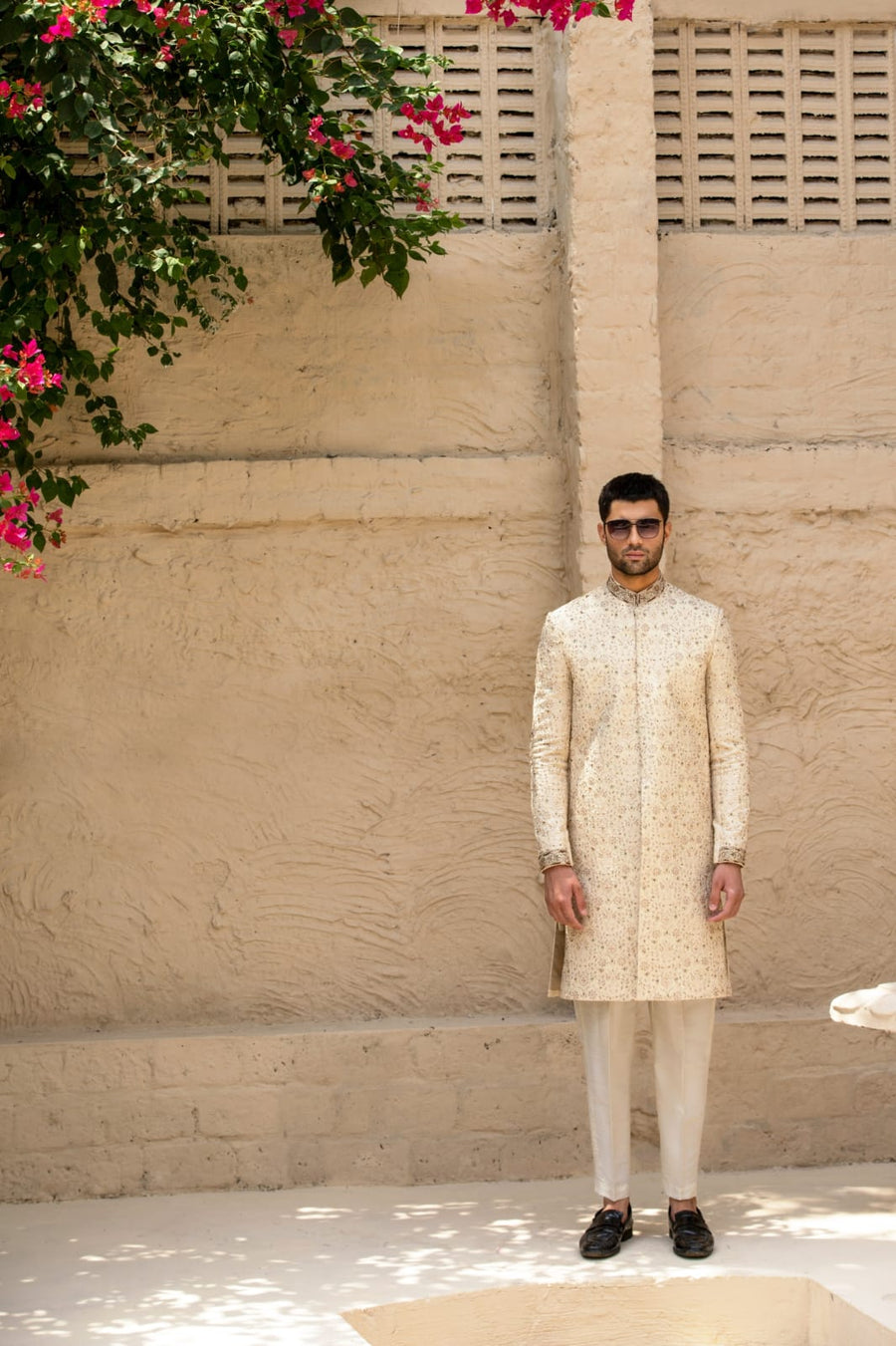 Ivory Hand Embroidered Sherwani