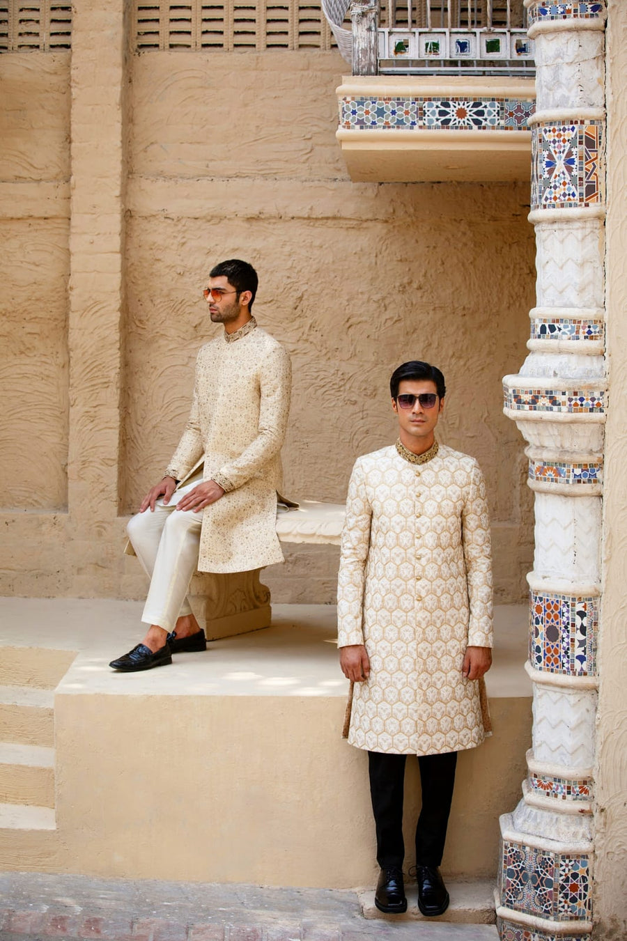 Ivory Hand Embroidered Sherwani