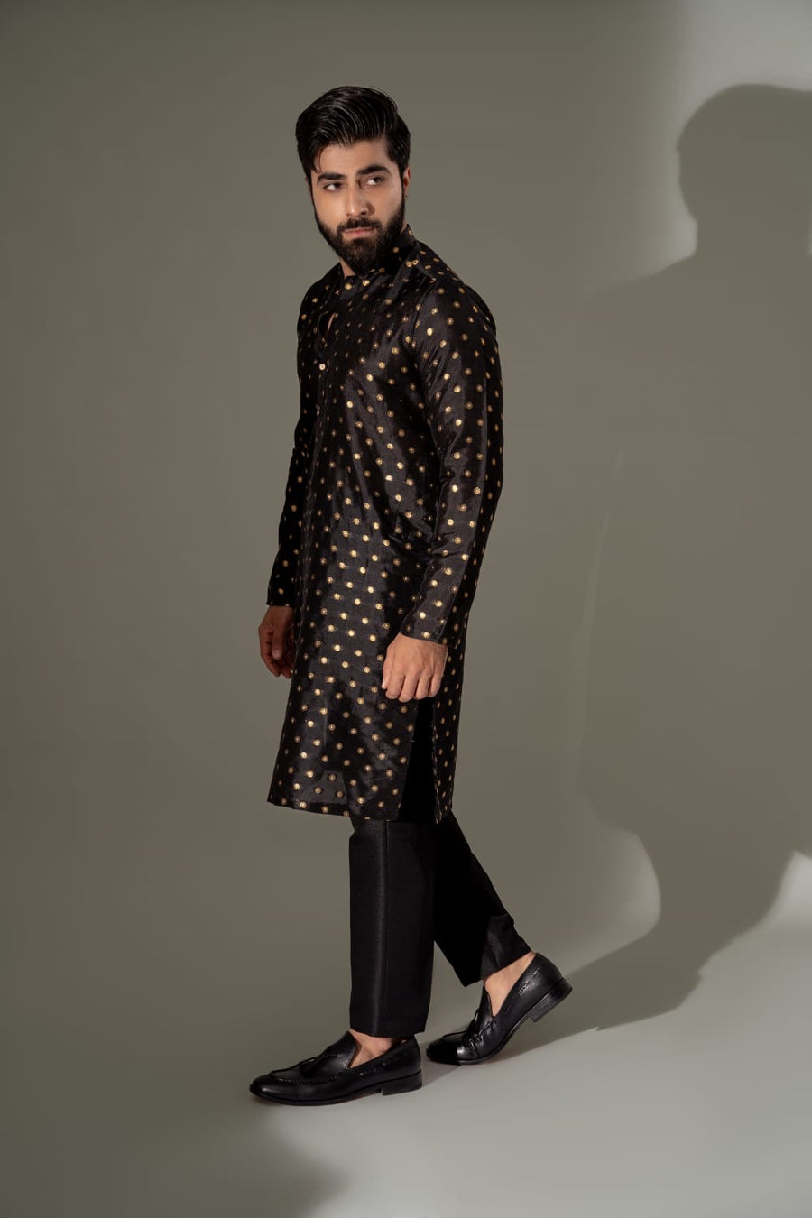 BLACK BANARSI KURTA PAJAMA