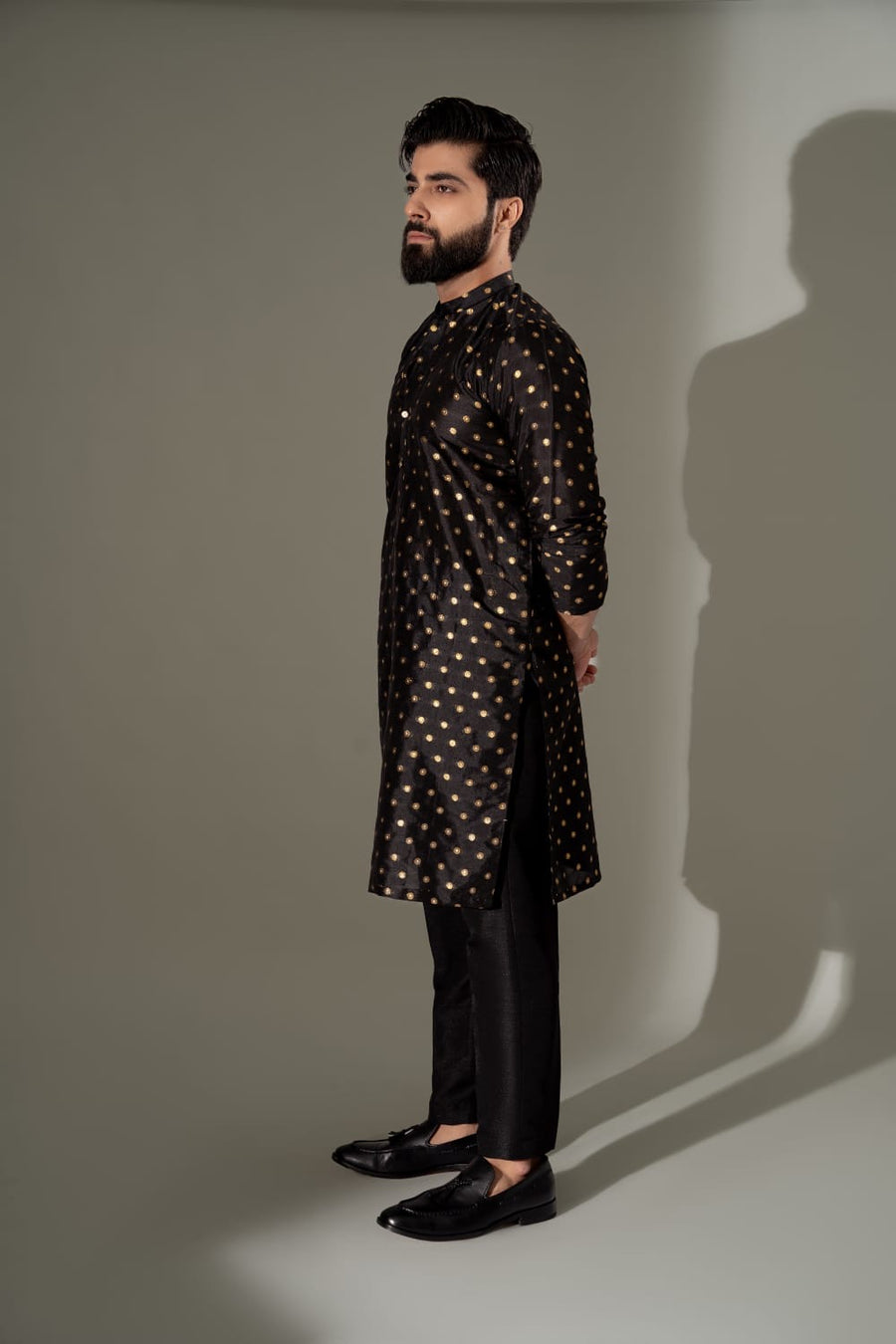 BLACK BANARSI KURTA PAJAMA