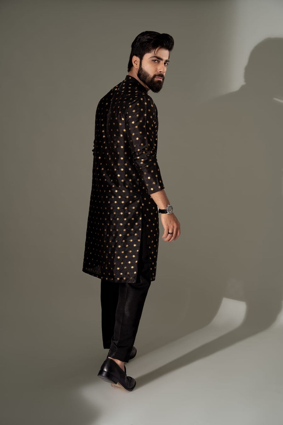 BLACK BANARSI KURTA PAJAMA