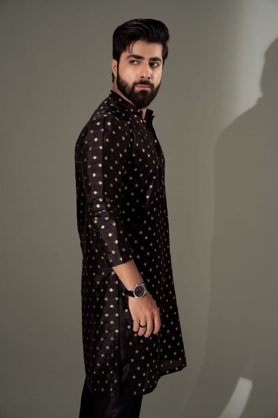 BLACK BANARSI KURTA PAJAMA