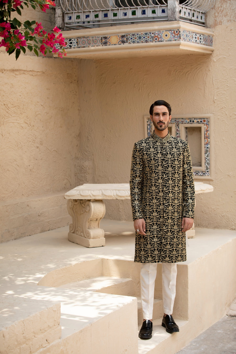 Black Hand Embroidered Sherwani