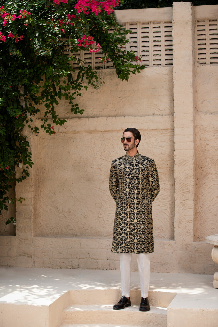 Black Hand Embroidered Sherwani