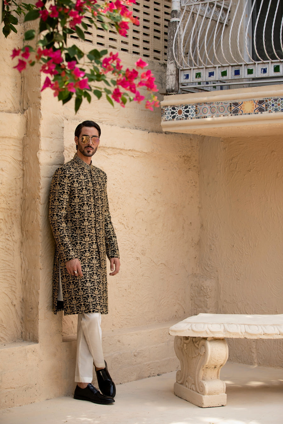 Black Hand Embroidered Sherwani