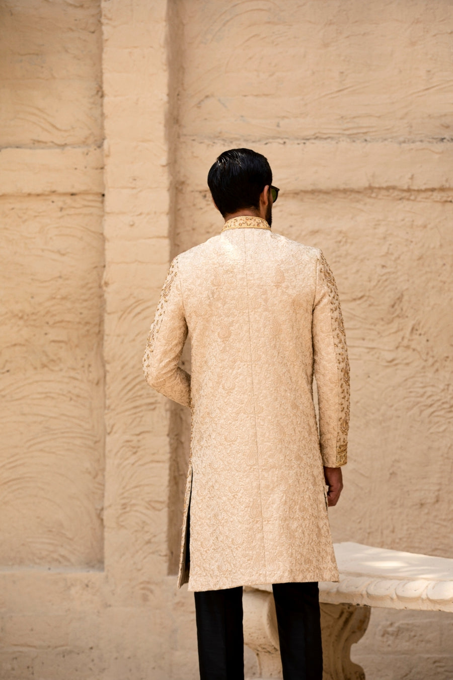 Golden Hand Embroidered Sherwani