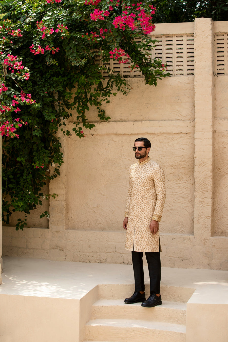 Golden Hand Embroidered Sherwani