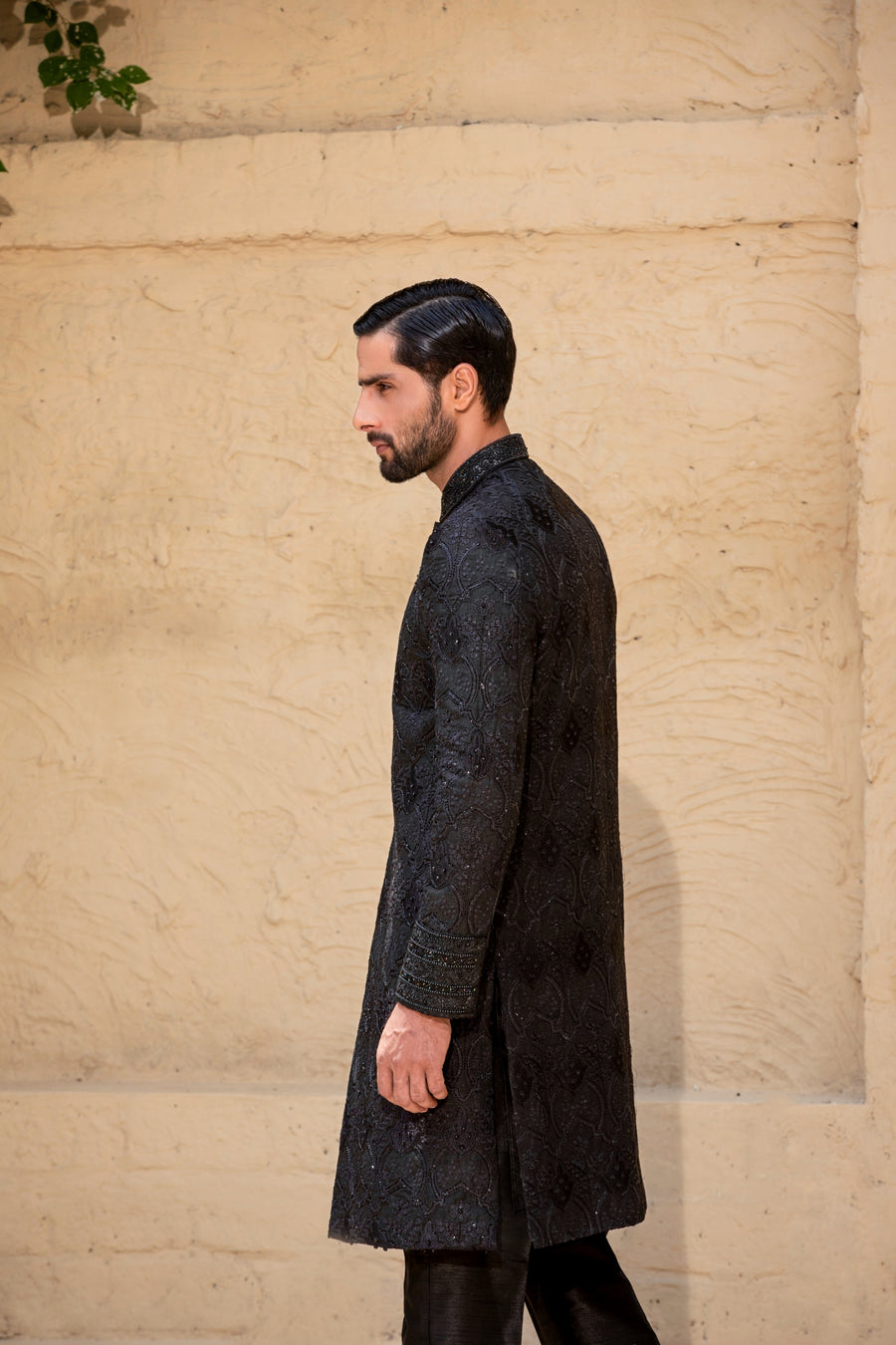 Black Hand Embroidered Sherwani