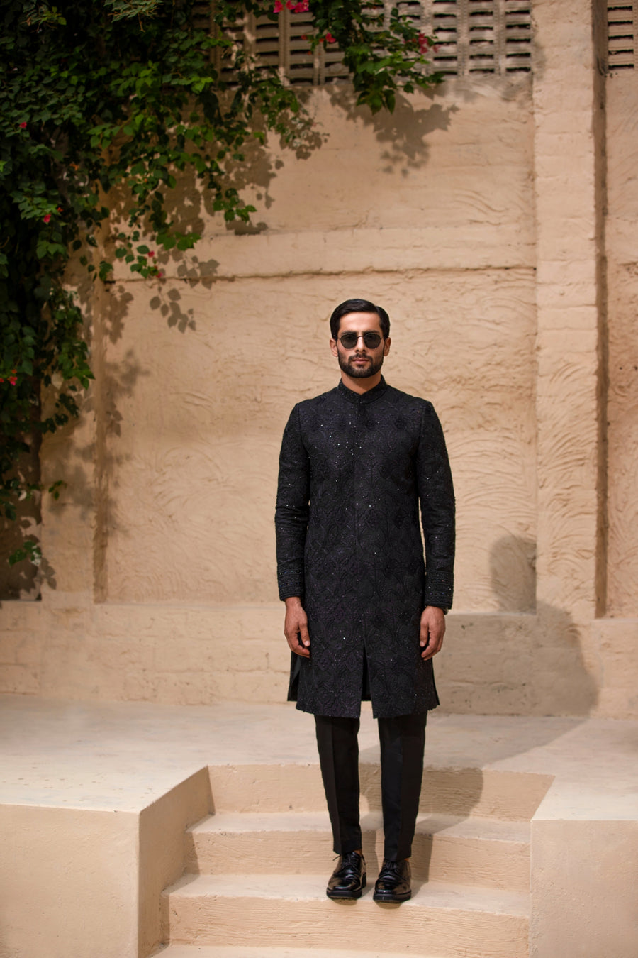 Black Hand Embroidered Sherwani