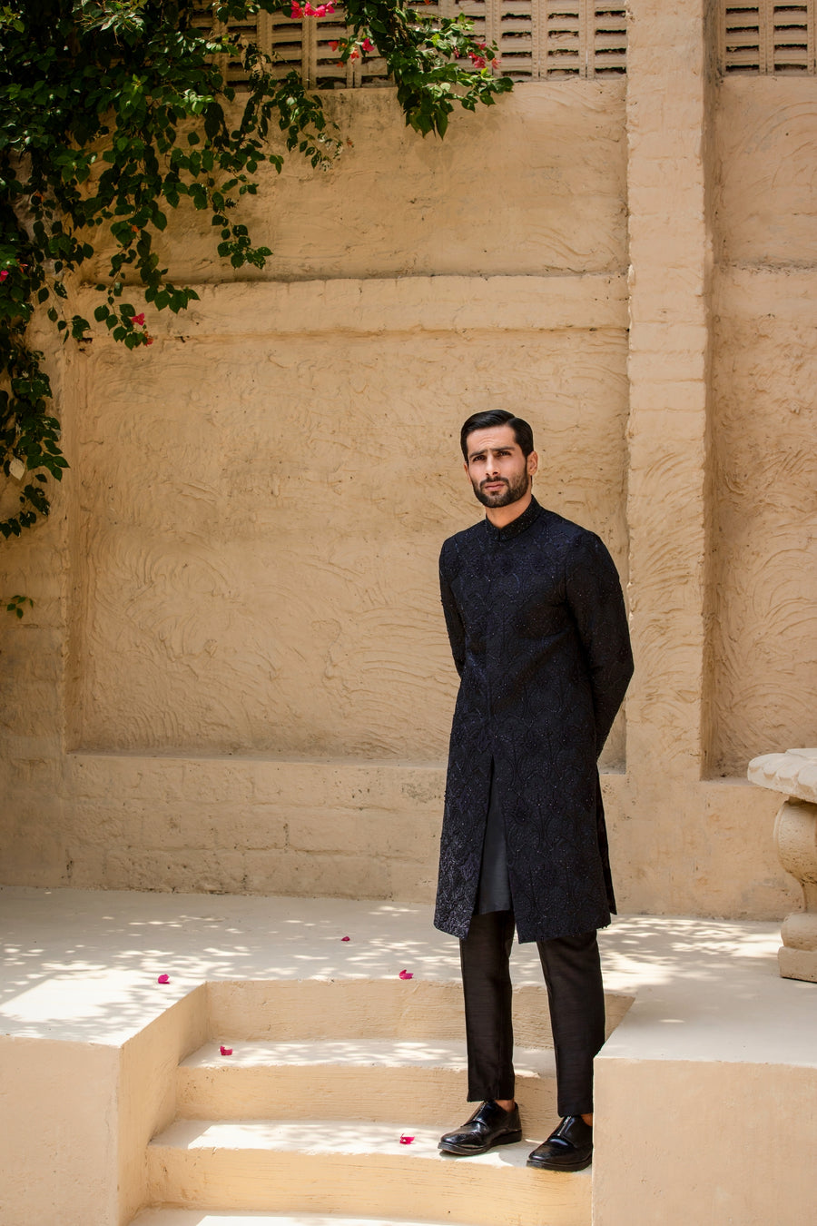 Black Hand Embroidered Sherwani