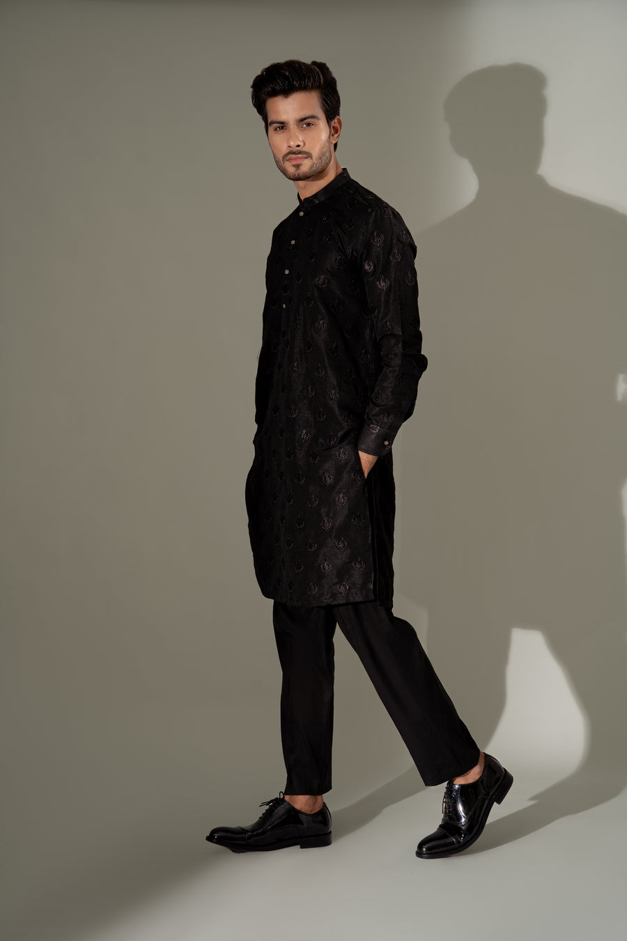 MID-NIGHT BLACK KURTA PAJAMA