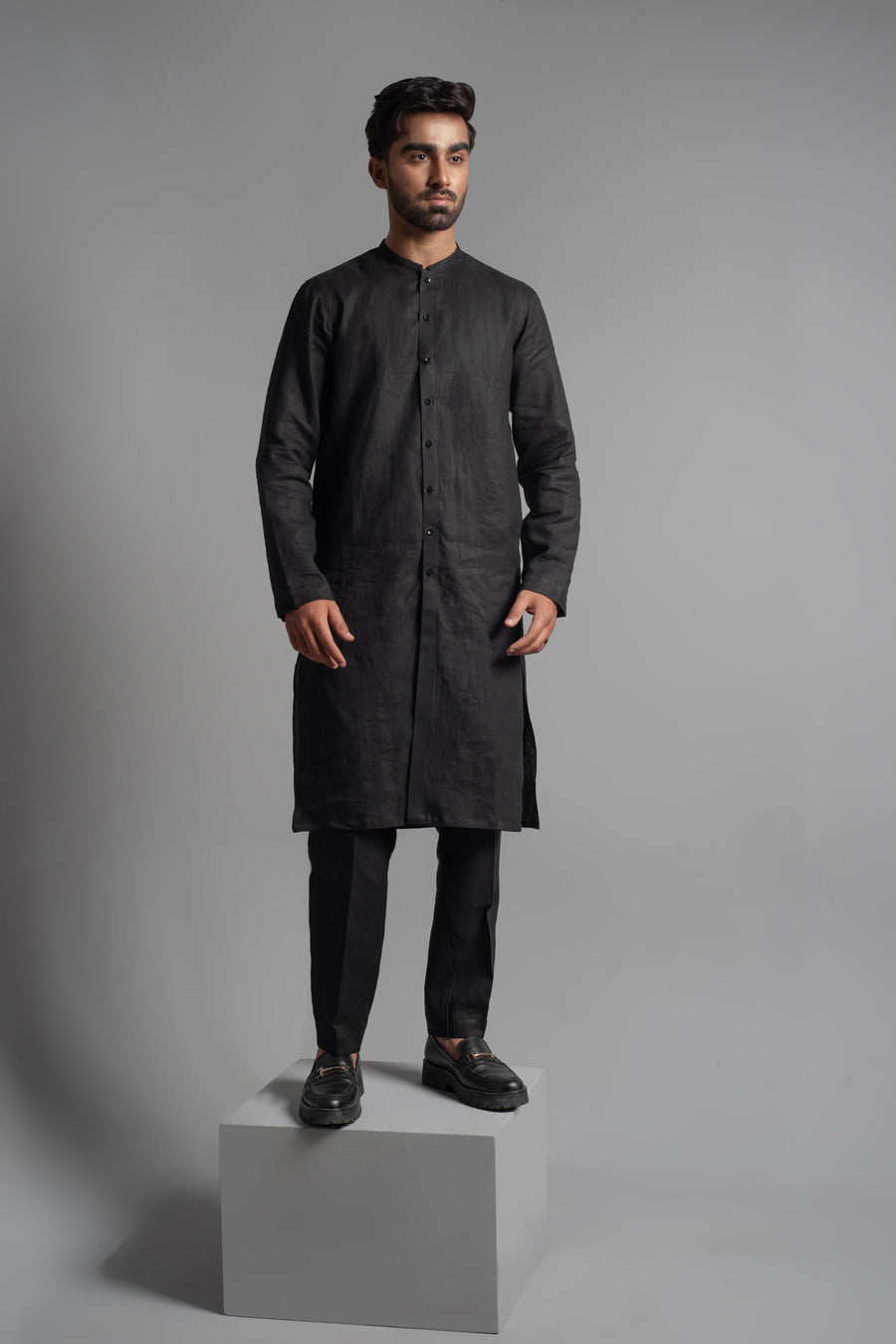 BAL - M - 40 | Classic Black Button Down Kurta