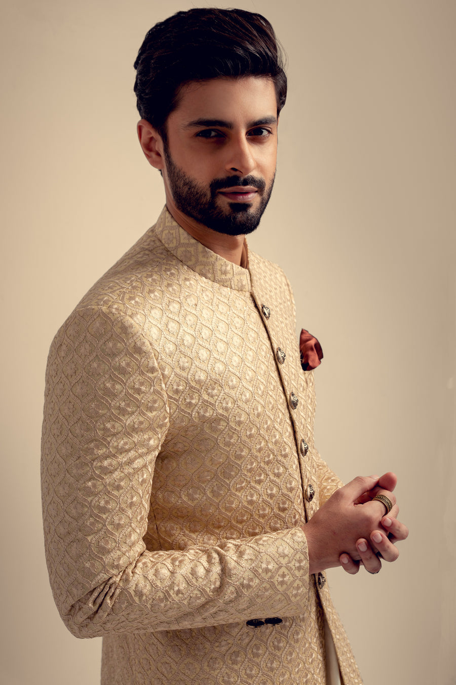 DULL -GOLD EMBROIDERED SHERWANI