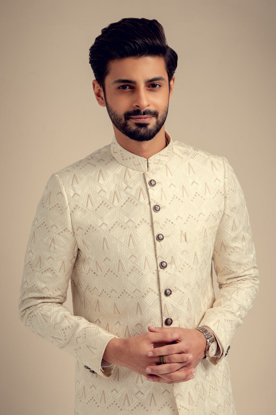 OFF WHITE  EMBROIDERED SHERWANI