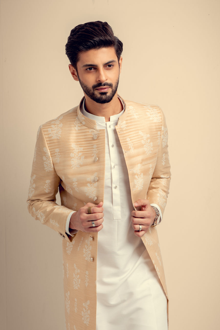 DULL G0LD EMBROIDERED SHERWANI