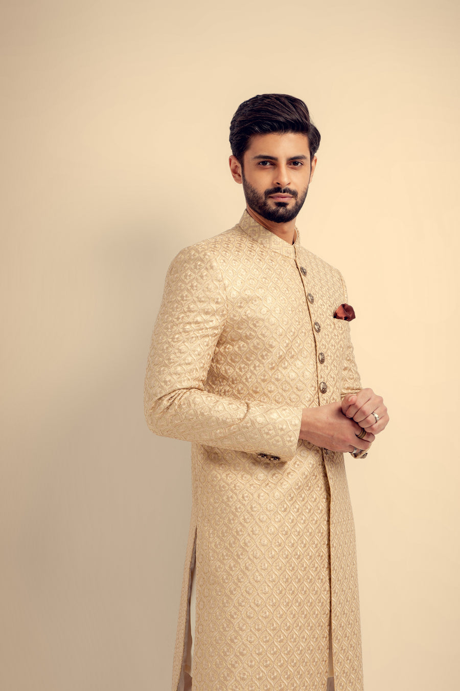 DULL -GOLD EMBROIDERED SHERWANI