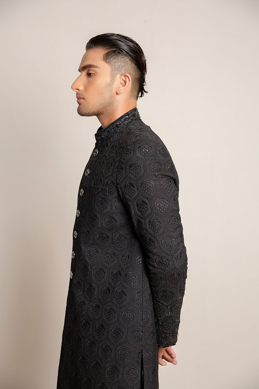 Black Embroidered (sequins) Sherwani
