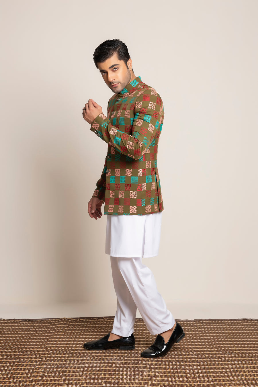 Multi colour EMBROIDERED PRINCE COAT