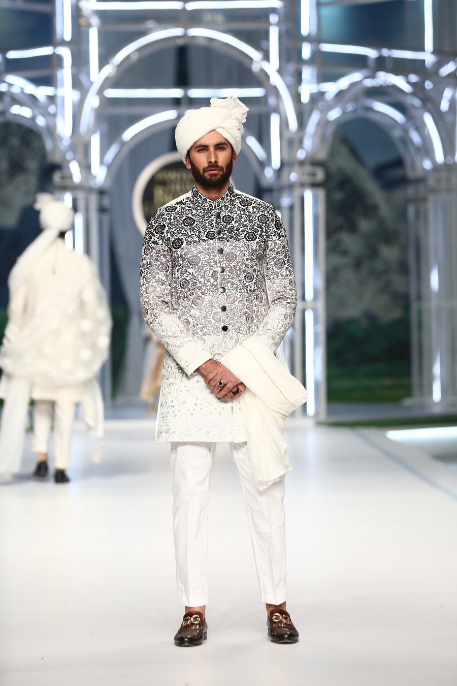 White Embroidered Sherwani (OMBRE)