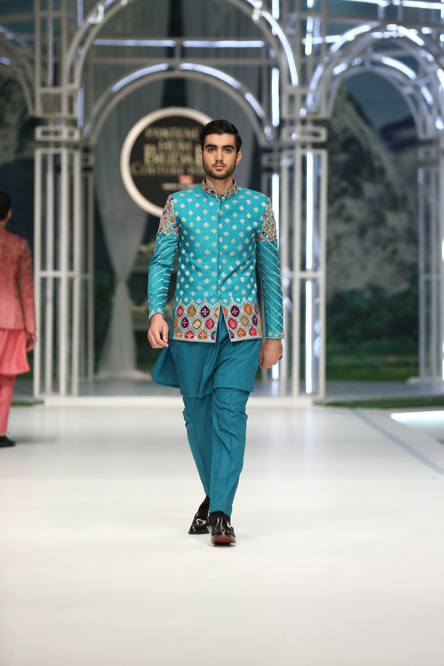 SEA GREEN EMBROIDERED PRINCE COAT