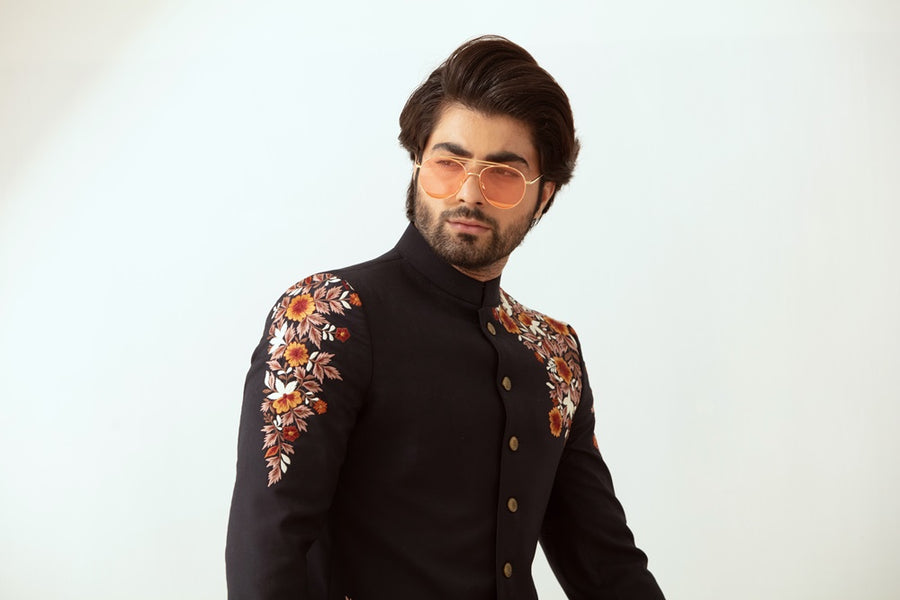 Black Embroidered Prince Jacket