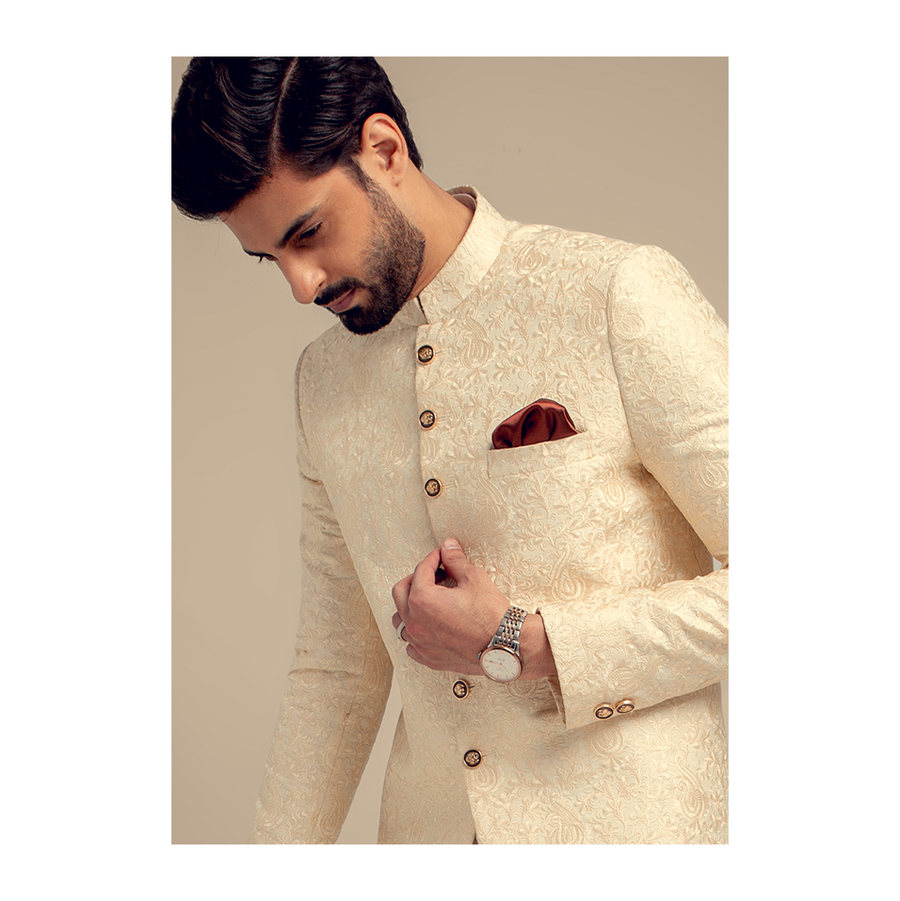 OFF WHTE  EMBROIDERED  SHERWANI